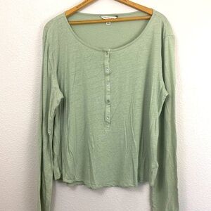 Calvin Klein Jeans Linen Blend Long Sleeve Light Green Shirt Size XL
